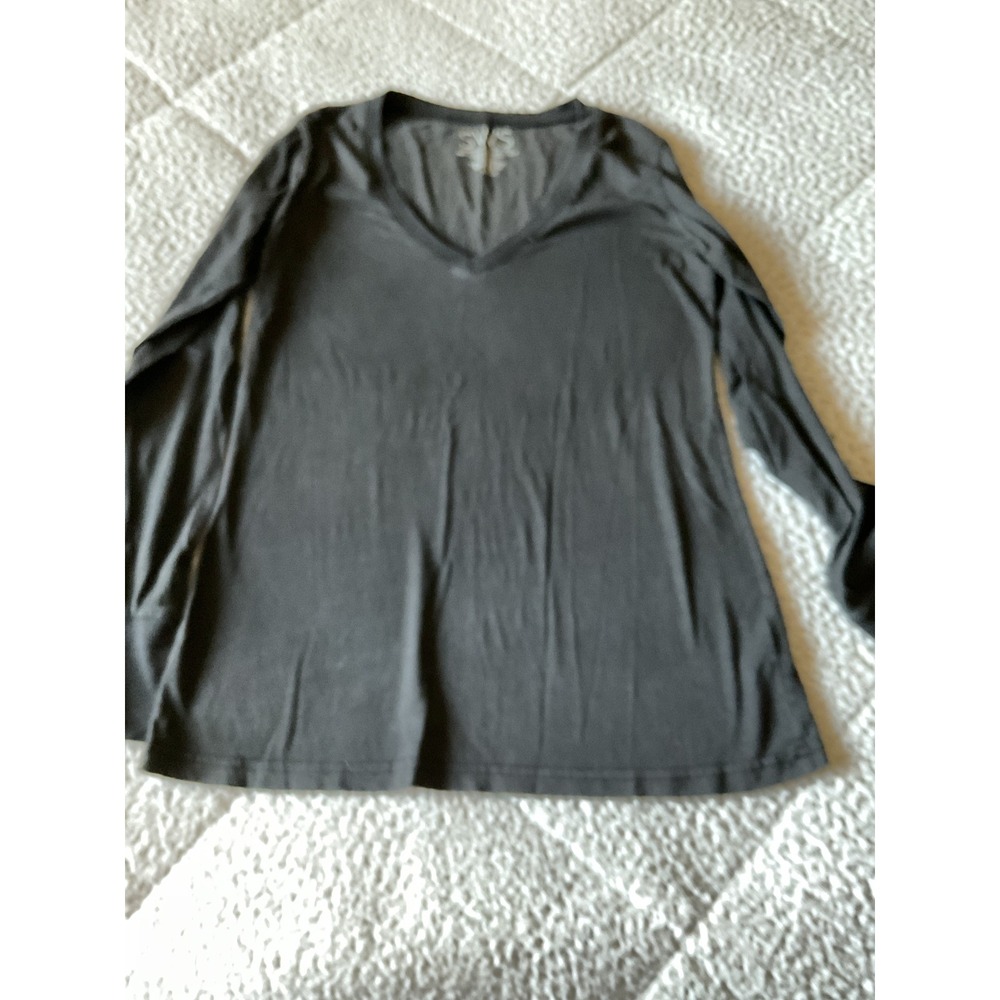 Streetwear‎ Society V-Neck Top Womens Large Black Excellent Long Sleeve Cotton